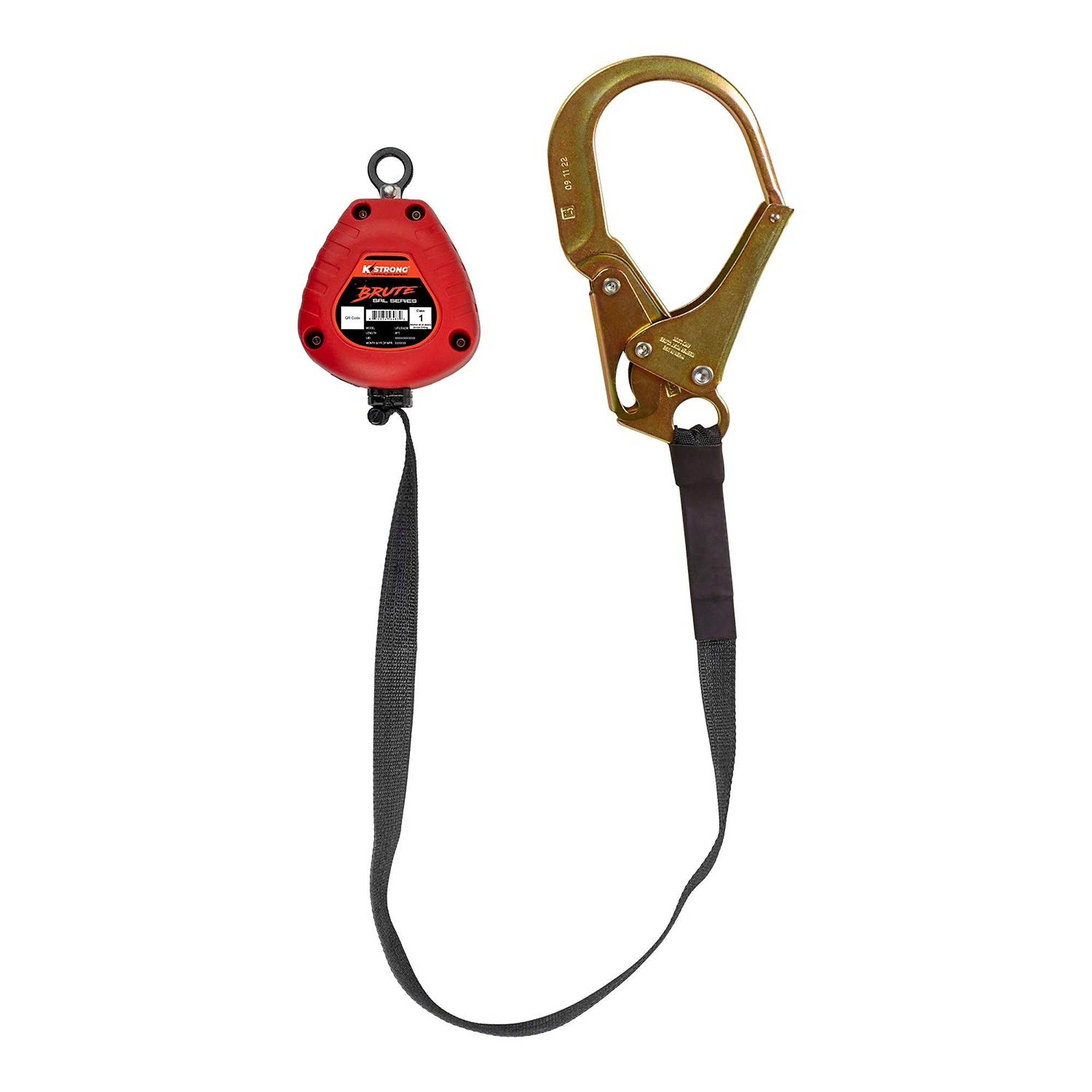 KStrong Brute Self-Retracting Lifeline — 9ft., Hi-Abrasion Resistant Webbing, Forged Rebar Hook, Dorsal Connector, ANSI, Model# UFS359206